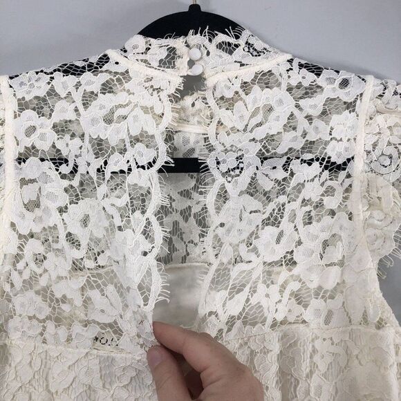 Storia Brianne Size Medium Short Wedding Guest Party Dress Lace White Keyhole - Picture 9 of 12